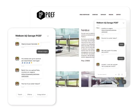 Chatbot van Garage POEF op de website